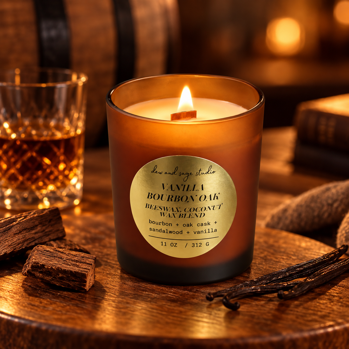 Vanilla Bourbon Oak Scented Candle 11 oz.