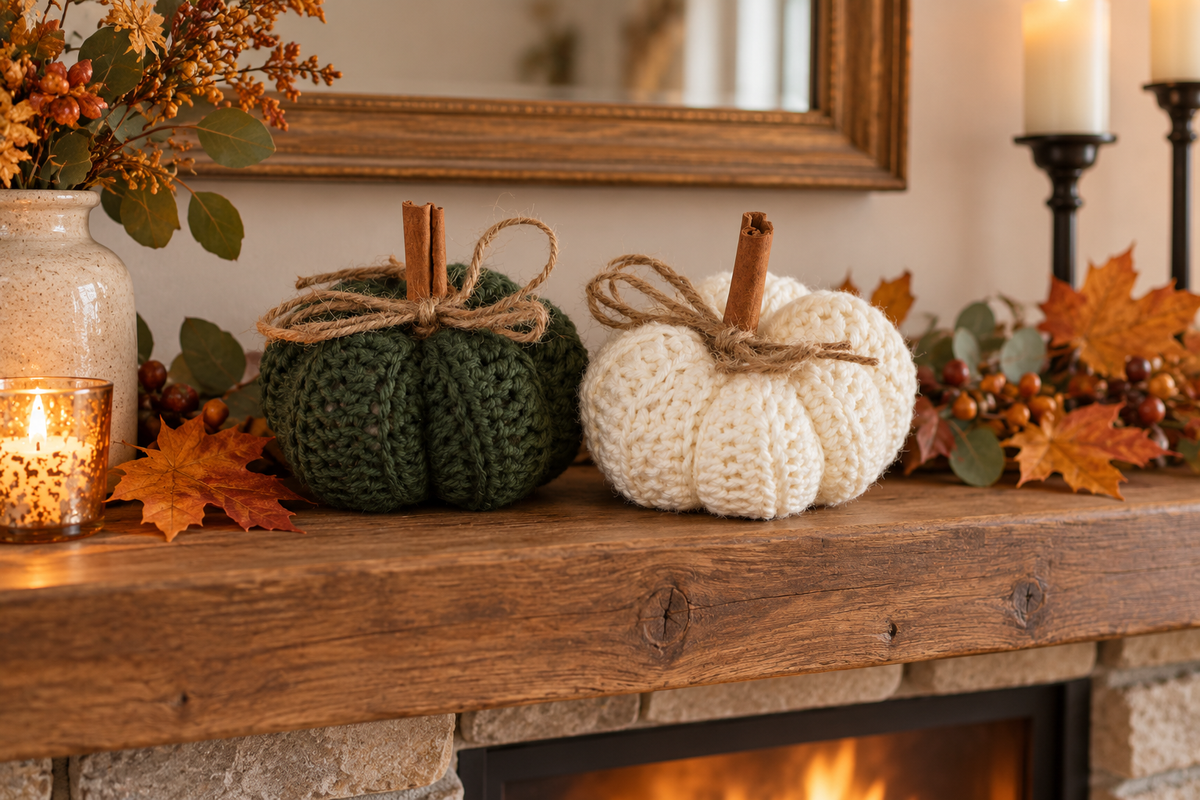 Heirloom Pumpkin Spice Scented Crochet Pumpkins – 2 Piece Set