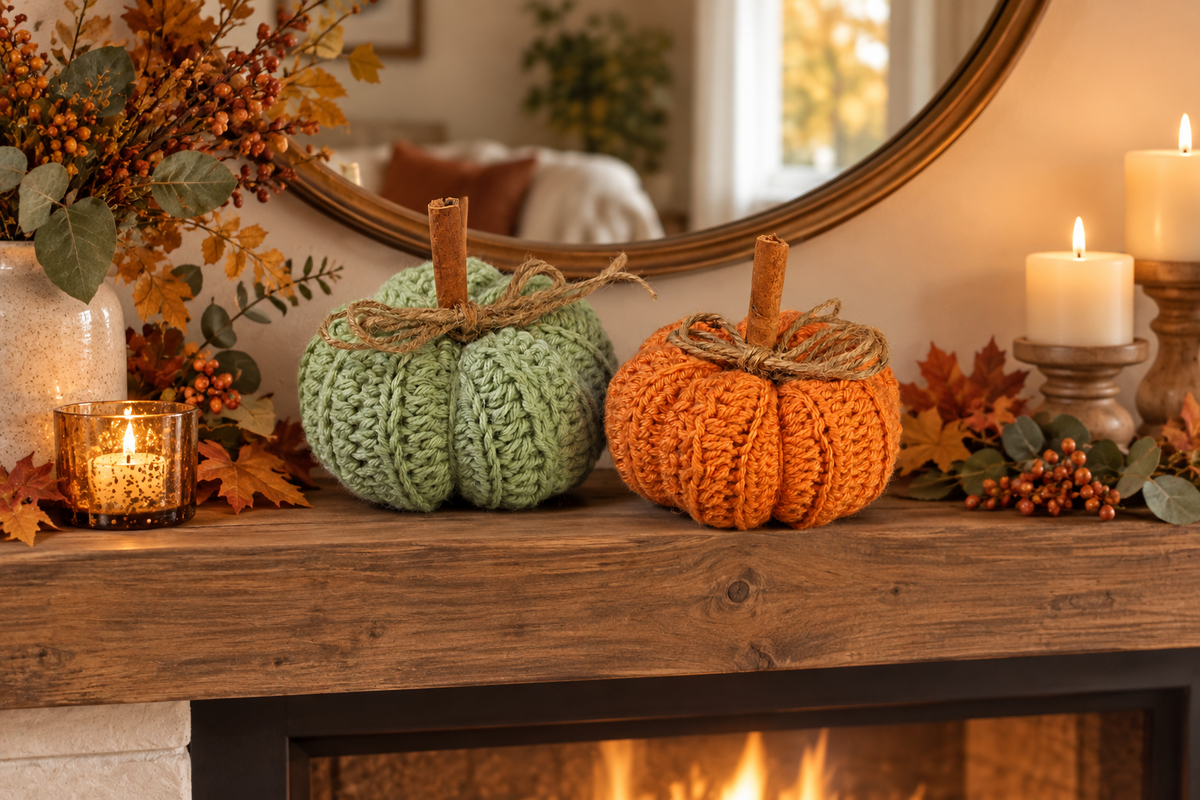 Heirloom Pumpkin Spice Scented Crochet Pumpkins – 2 Piece Set