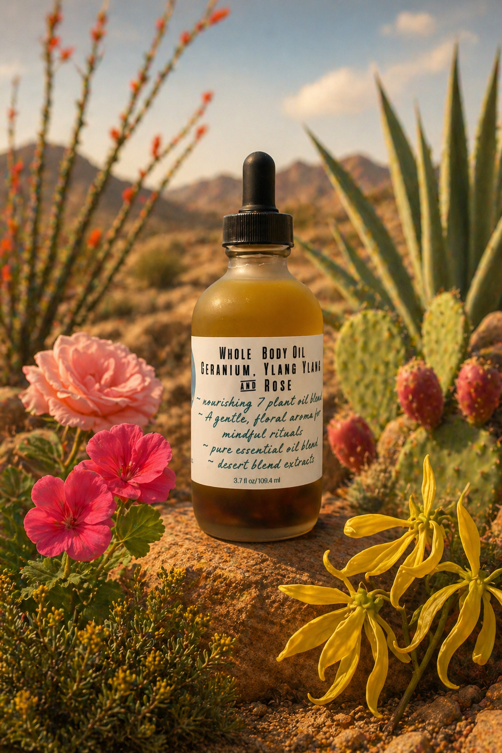 Geranium, Ylang Ylang & Rose Whole Body Oil 3.7 oz.