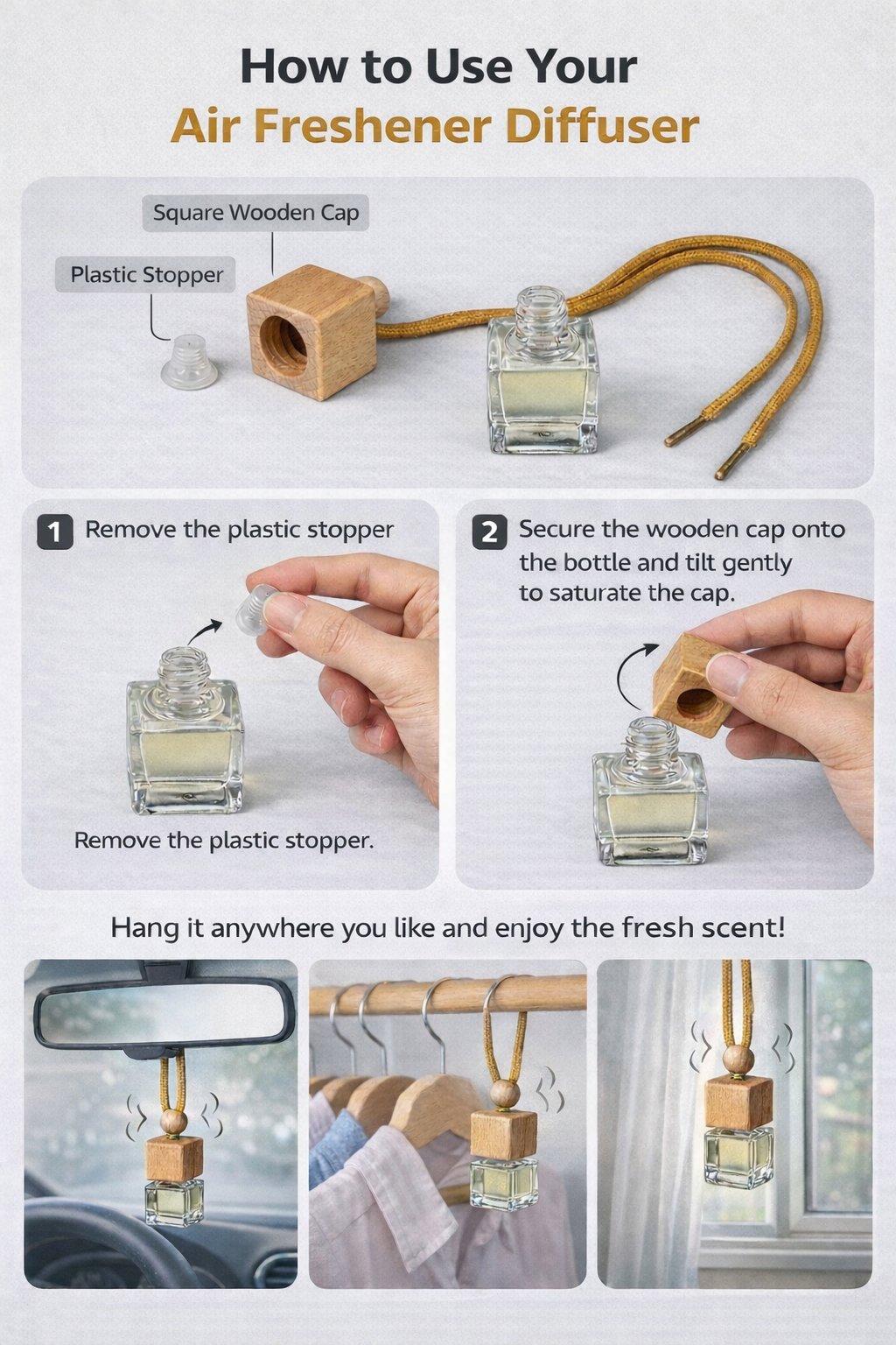 Air Freshner Diffuser Bottle with Rope - 0.25 oz