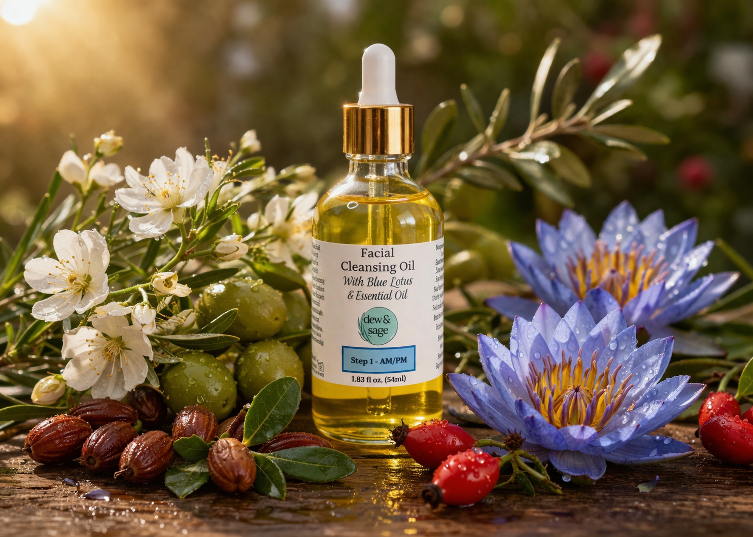 Facial Cleansing Oil - with Blue Lotus Oil - 1.83 oz.