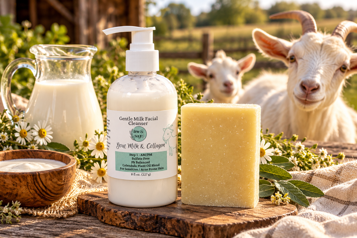 Gentle Goat Milk and Collagen Facial Cleanser & Bar Set