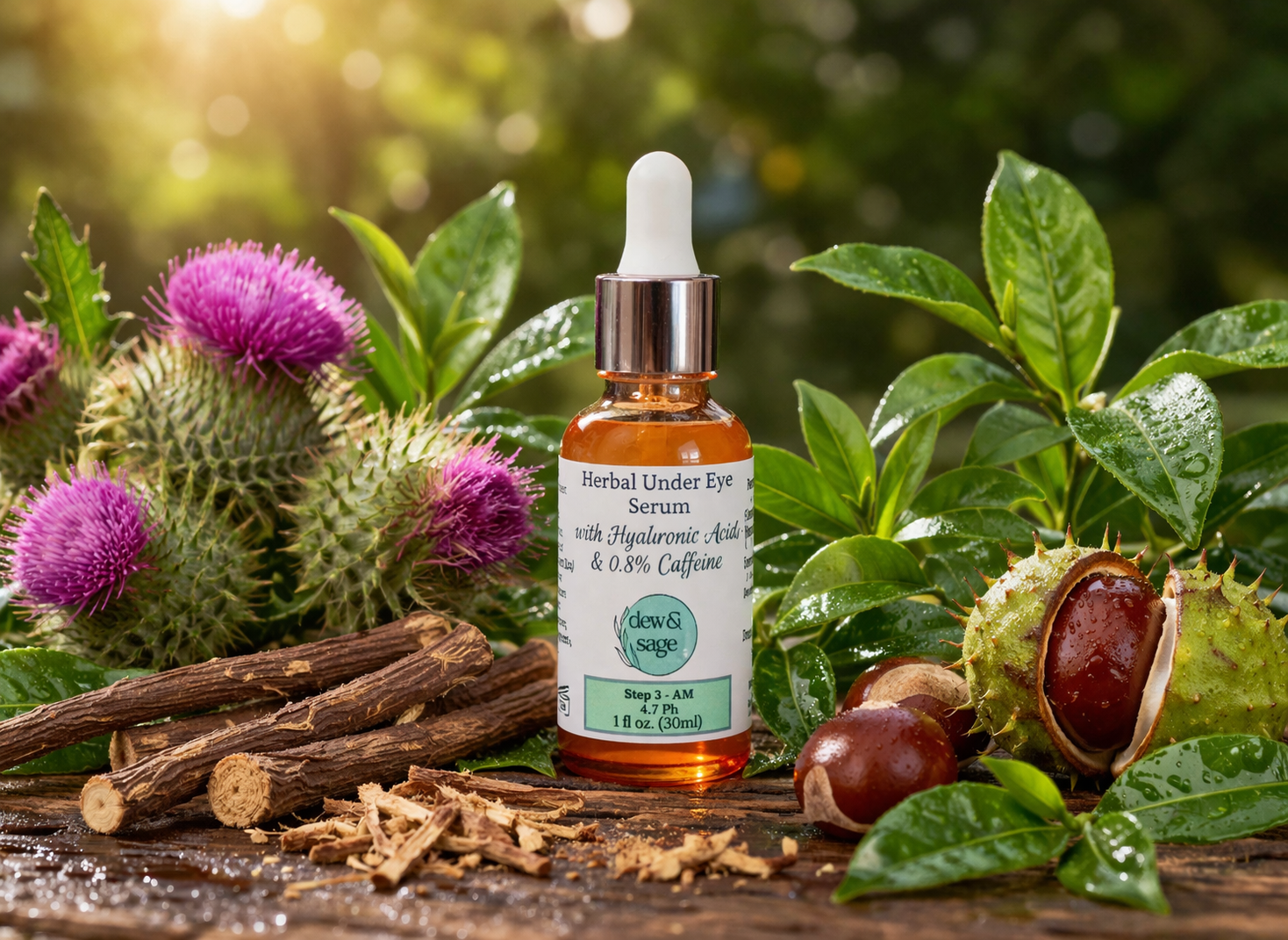 Herbal Under Eye Serum - with Hyaluronic Acid & Caffeine - 1 oz.