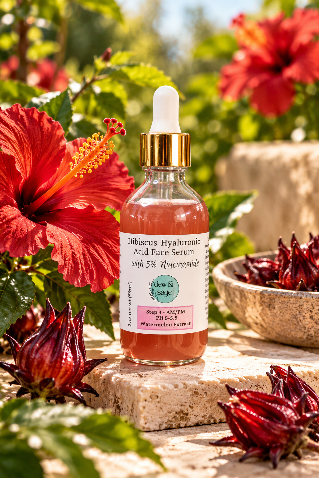 Hibiscus Hyaluronic Acid Facial Serum with 5% Niacinamide