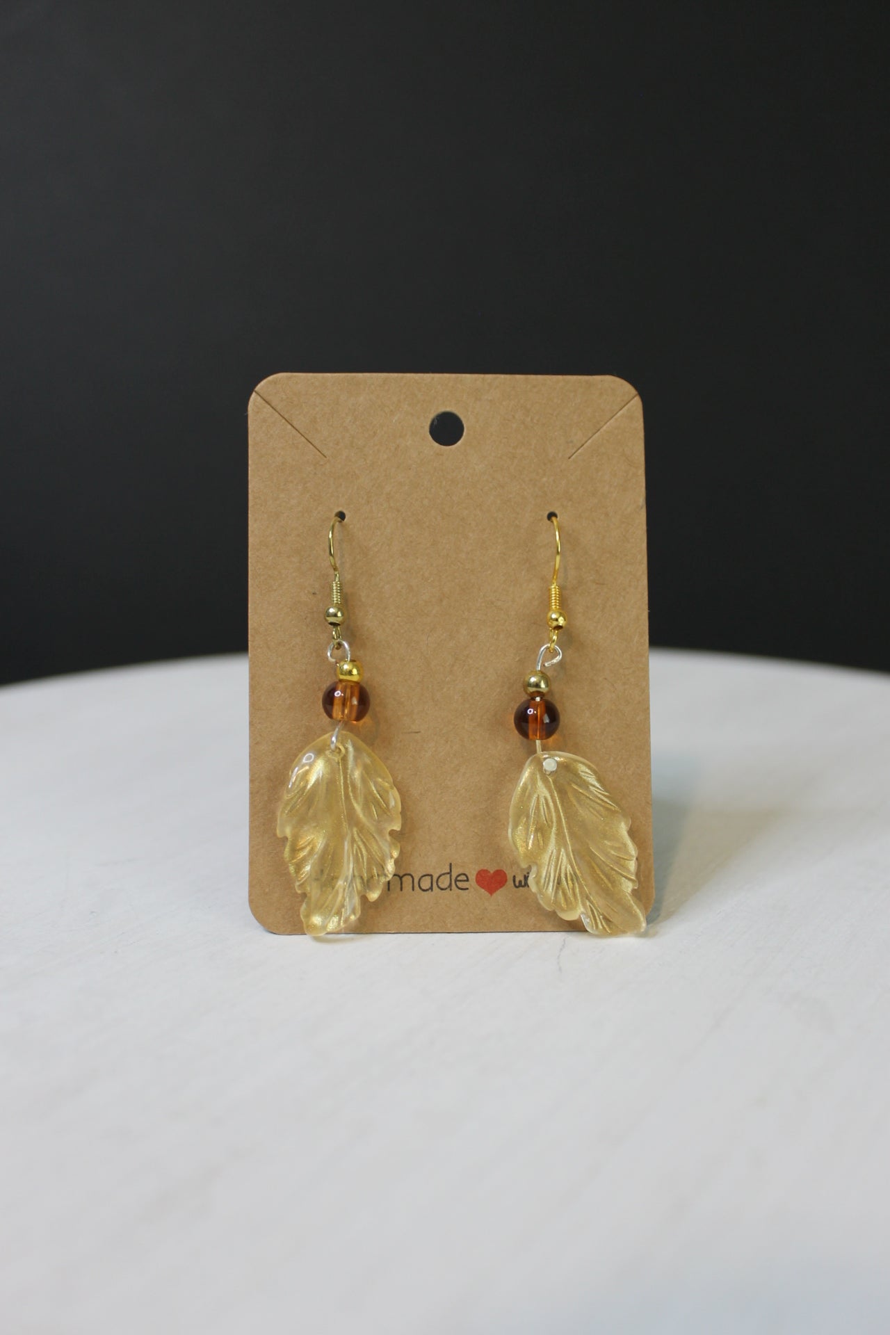 Leaf Earrings - Glass Bead
