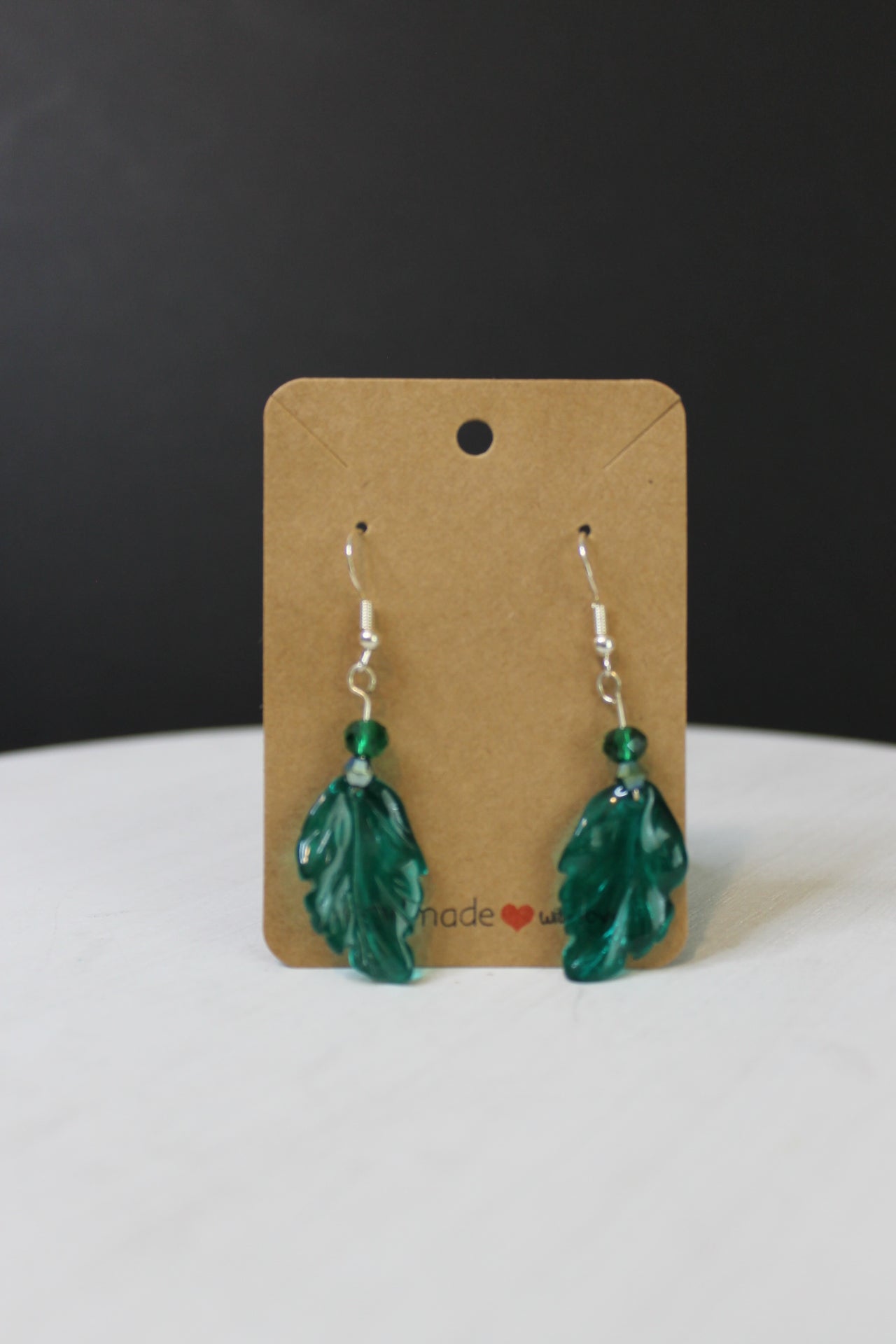 Leaf Earrings - Glass Bead