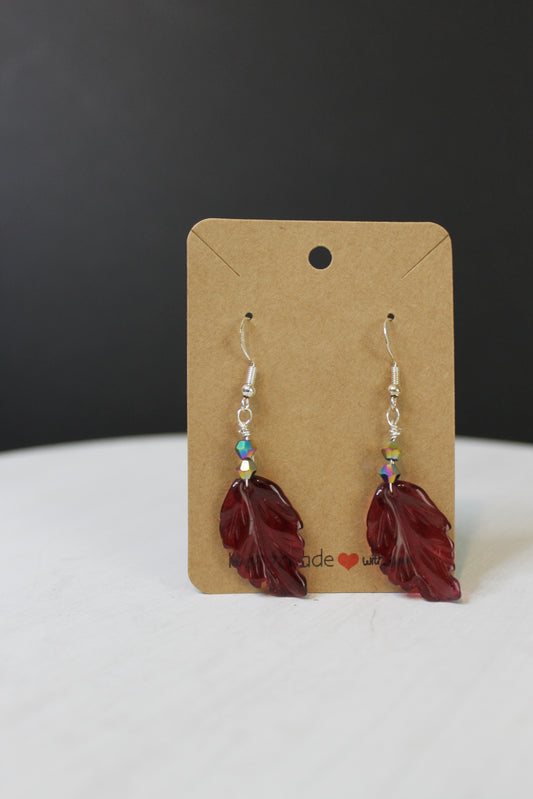 Leaf Earrings - Glass Bead