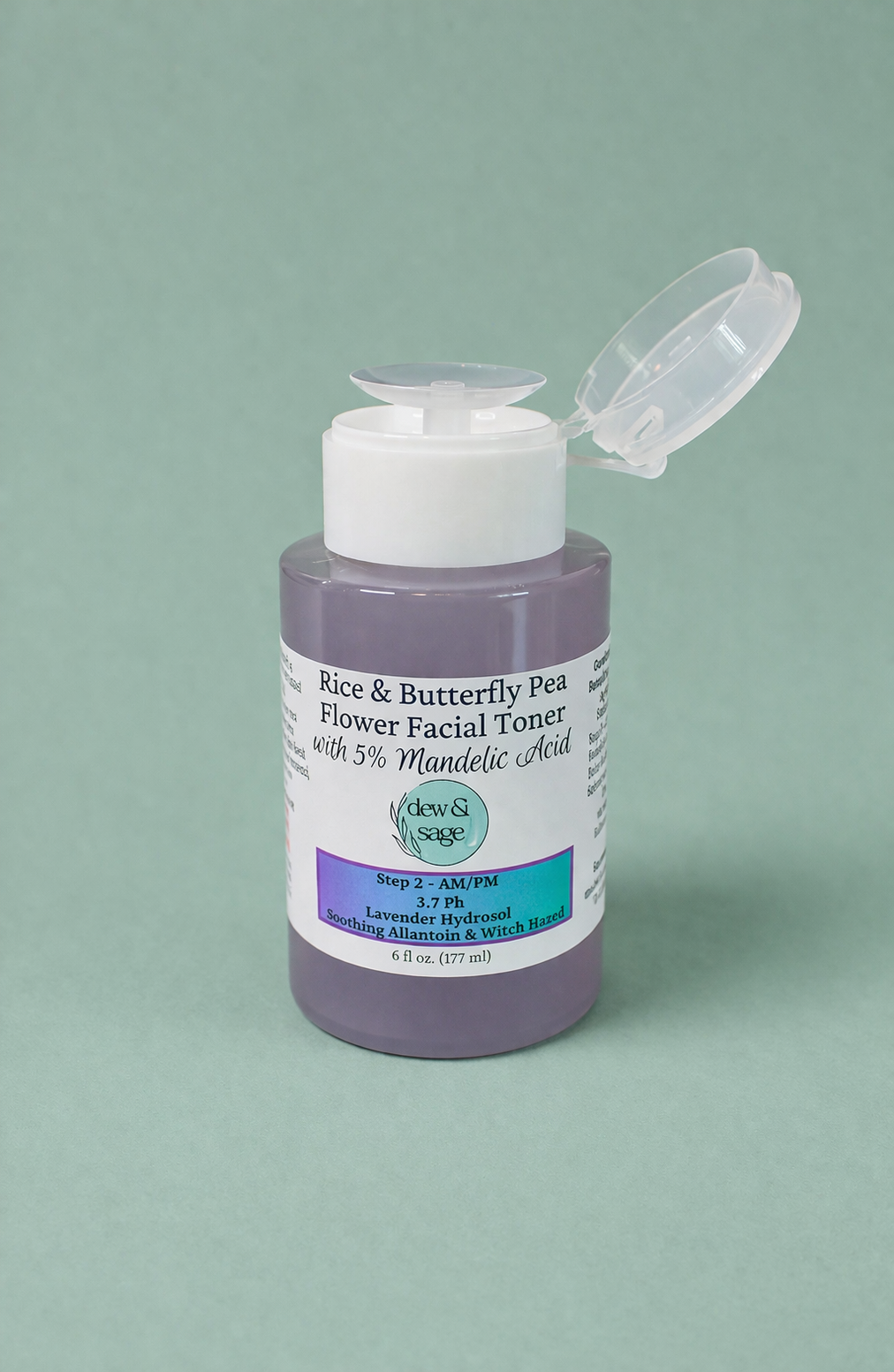 Facial Toner - Rice & Butterfly Pea Flower with 5% Mandelic Acid - 6 oz.