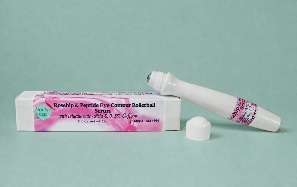 Rosehip & Peptide Eye Contour Serum Rollerball - with Hyaluronic Acid & Caffeine - 0.6 oz.