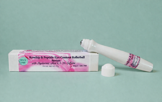 Rosehip & Peptide Eye Contour Serum Rollerball - with Hyaluronic Acid & Caffeine - 0.6 oz.