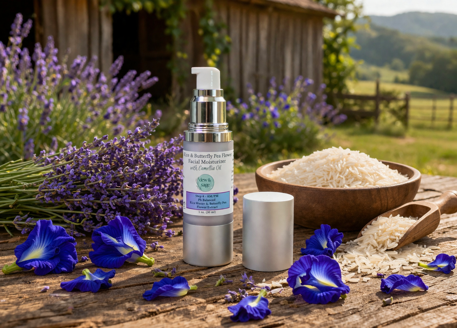 Facial Moisturizer - Rice & Butterfly Pea Flower - 1 oz.