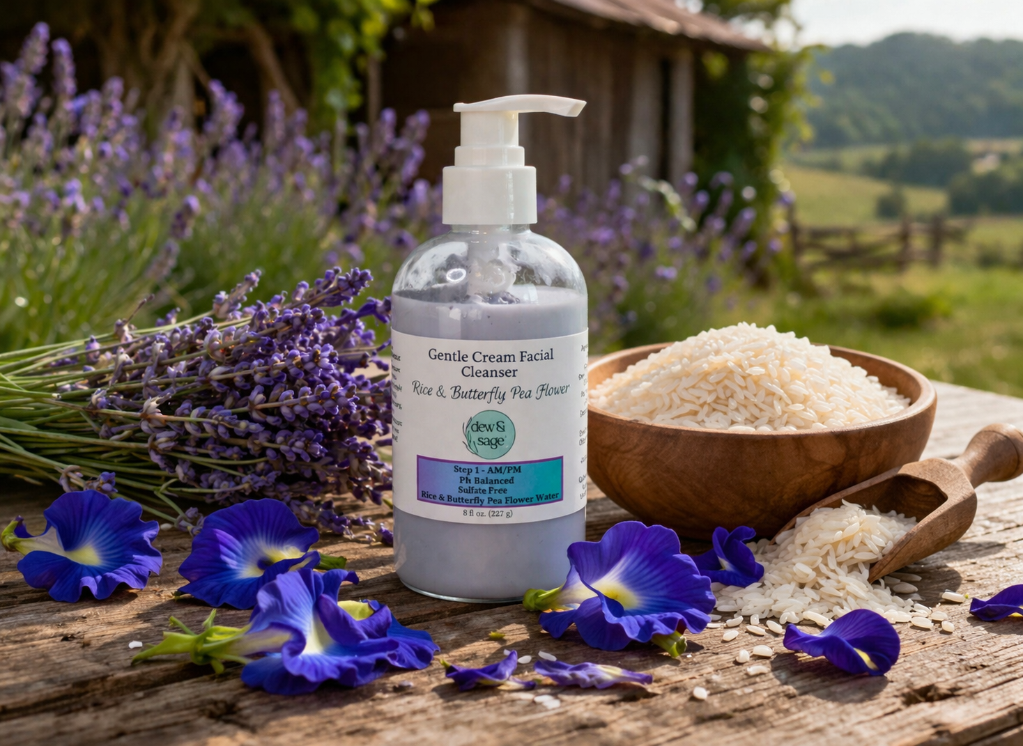 Gentle Facial Cleanser - Rice & Butterfly Pea Flower 8 oz.