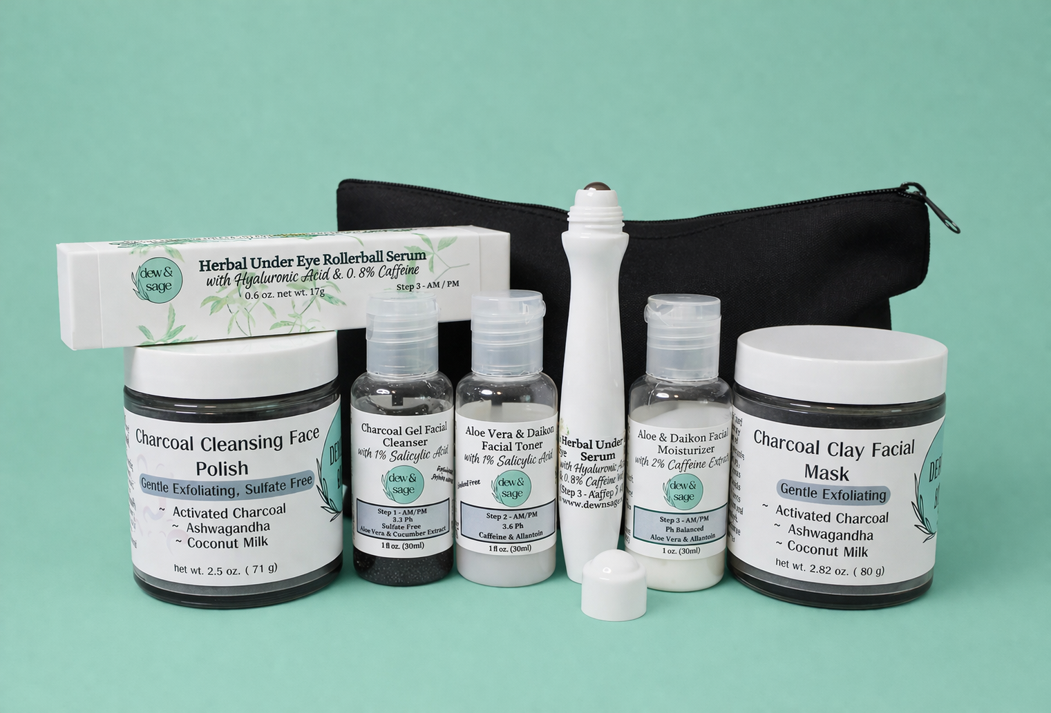 Skincare Discovery Set - 7 pc. - Charcoal, Aloe & Daikon